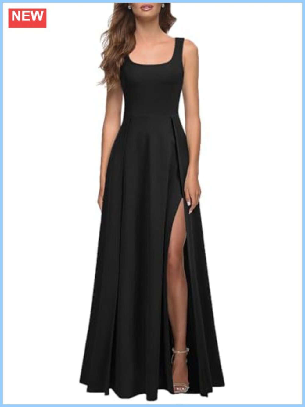 Women's Square Neck Sleeveless Bodycon Maxi Dress Party Formal